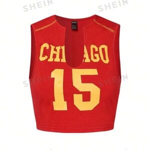 Chicago red and yellow crop top